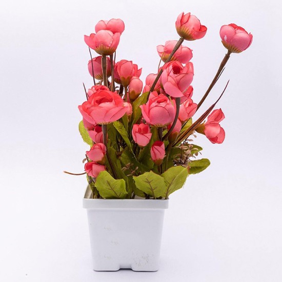 Red Rose Artificial Flower Plant With Pot