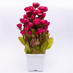 Pink Rose Artificial Flower Plant With Pot