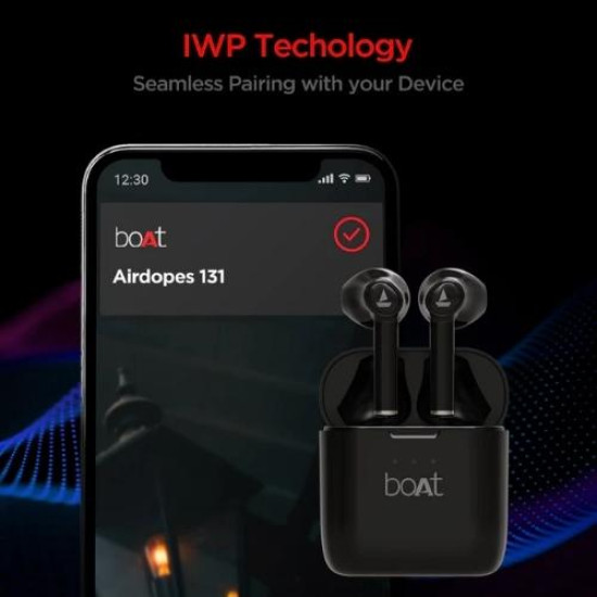 Personalized boAt Airdopes 131 Black Wireless Earbuds