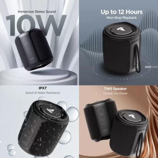 Boat Stone 350 Black Wireless Speaker