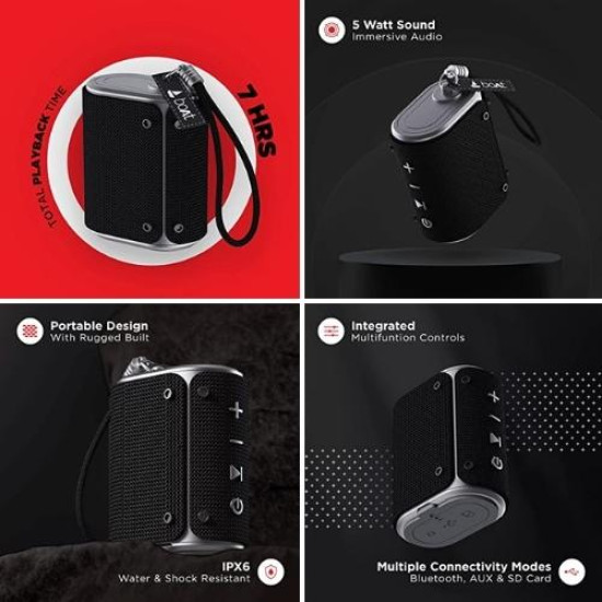 Black Boat Stone Grenade Bluetooth Speaker