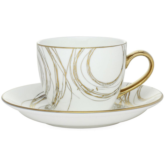 Stylish Cream Ebony Tea Cup Saucer Set 6 Pieces