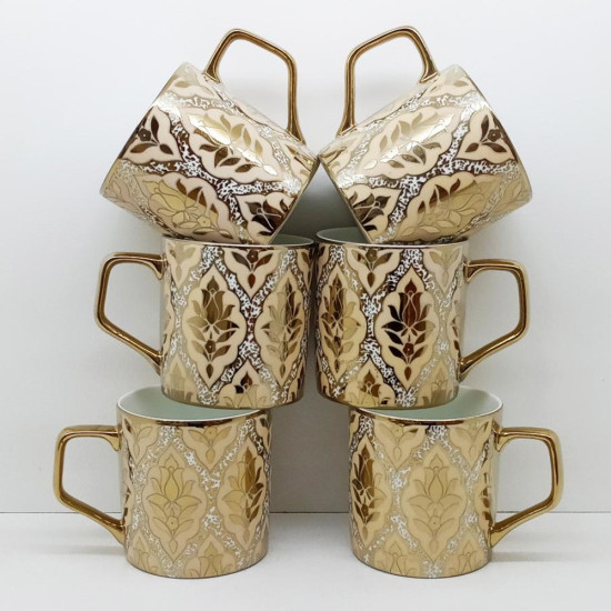 Golden Ebony Tea Mug Set 6 Pieces Golden Ebony Tea Mug Set 6 Pieces