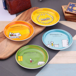Happiness is Ceramic Mini Snack Plates Set of 4 Happiness is Ceramic Mini Snack Plates Set of 4