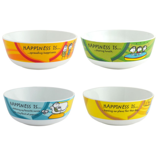Happiness is Ceramic Snack Bowl Set of 4