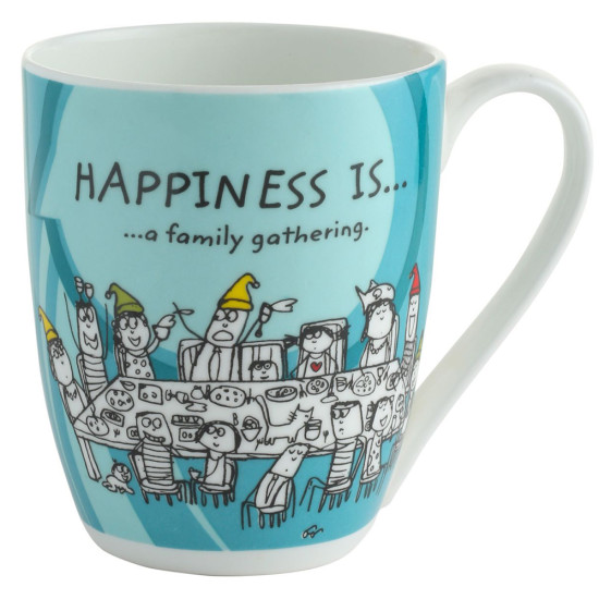 Happiness is Ceramic Milk & Coffee Mugs Oxford Set of 4
