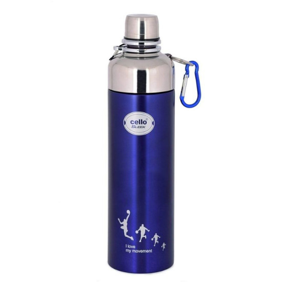 Cello Sleek Blue Stainless Steel Personalized Vacuum Flask Cello Sleek Blue Stainless Steel Personalized Vacuum Flask