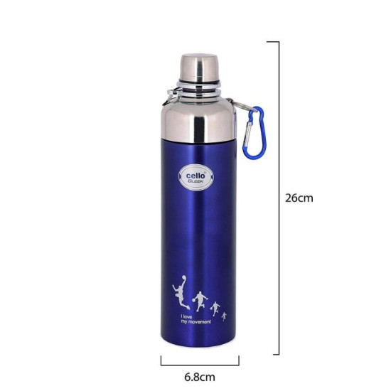 Cello Sleek Blue Stainless Steel Personalized Vacuum Flask Cello Sleek Blue Stainless Steel Personalized Vacuum Flask