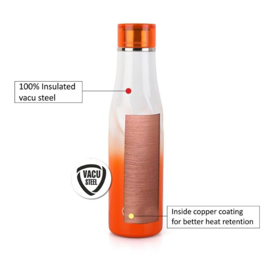 Cello Twist Orange Stainless Steel Vacuum Flask
