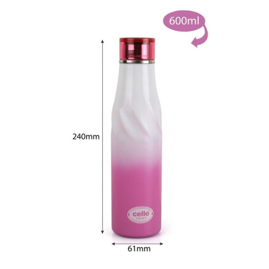 Cello Twist Pink Stainless Steel Vacuum Flask