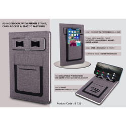 Customized Multi Pocket A5 Notebook with Phone Stand Customized Multi Pocket A5 Notebook with Phone Stand
