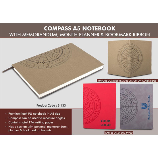 B133 Compass A5 Customized Promotional Notebook B133 Compass A5 Customized Promotional Notebook
