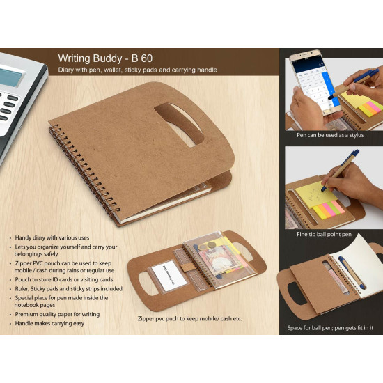 Writing Pad With Carry Handle pen and sticky Notes