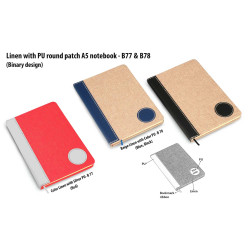 Personalized Linen with PU round patch A5 notebook