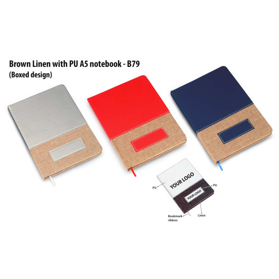 Customized Brown linen PU A5 Notebook Customized Brown linen PU A5 Notebook