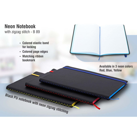Customized Neon Notebook with Zigzag Stitch Customized Neon Notebook with Zigzag Stitch