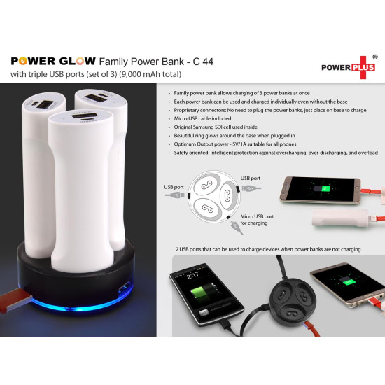 Personalzied Family Power Bank with Triple USB Ports 