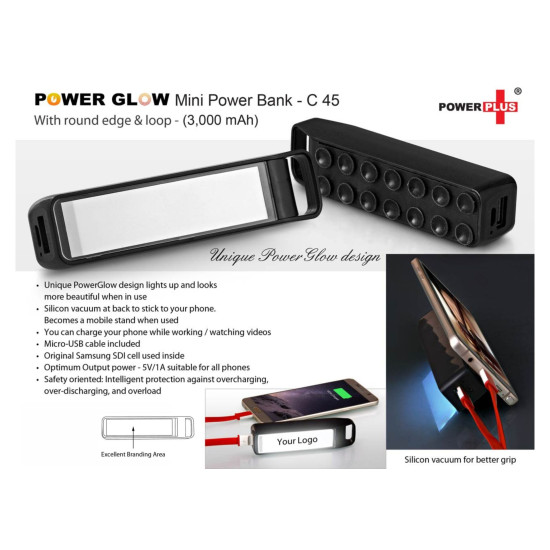 Personalized Round Edge Mini Power Bank with Loop 