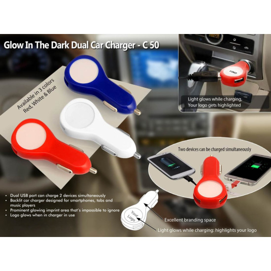Glow in the Dark Personalized Dual Car Charger