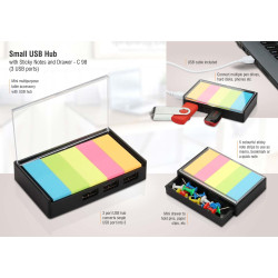 Personalized Small USB hub with sticky notes and drawer