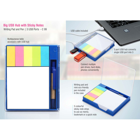 Personalized Big USB hub with sticky notes & writing pad & pen