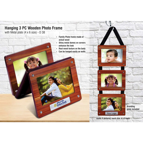 Personalized Hanging 3 pc wooden photo frame
