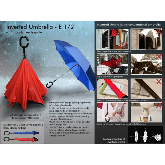 Personalized Inverted Umbrella with Hands free Handle