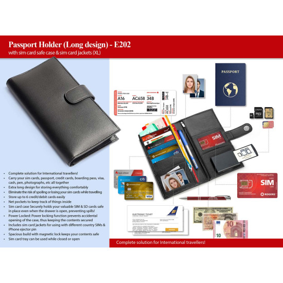 Personalized Passport Holder with Sim Card Safe Case XL