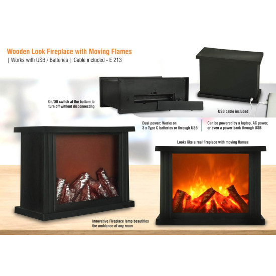 Personalized Wooden Look Fireplace with Moving Flames Personalized Wooden Look Fireplace with Moving Flames