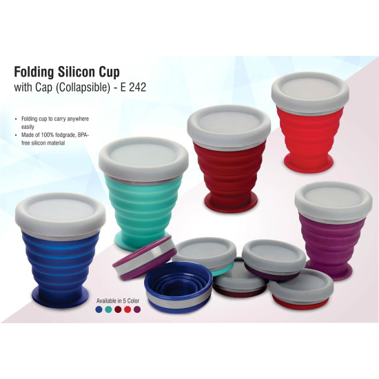 Personalized Folding Silicon Cup with Cap Personalized Folding Silicon Cup with Cap