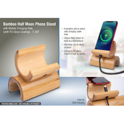 Personalized Bamboo Half Moon Phone Stand Personalized Bamboo Half Moon Phone Stand