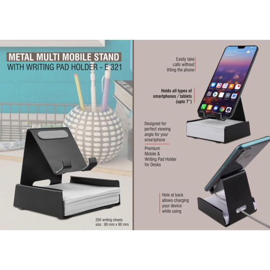 Personalized Metal Mobile Stand With Writing Pad Holder Personalized Metal Mobile Stand With Writing Pad Holder