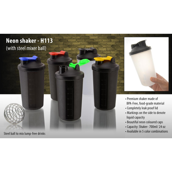Personalized Neon Shaker with Steel Mixer Ball