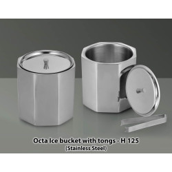 Personalized Octa SS Ice Bucket With Tongs