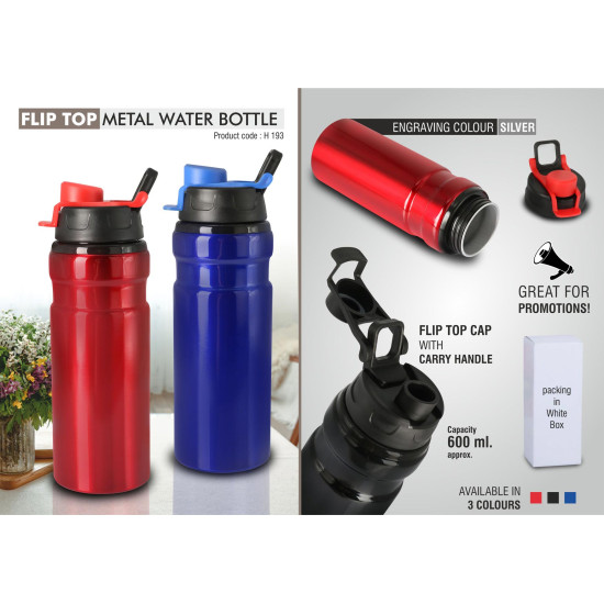 Personalized Flip Top Metal Water Bottle 600ml
