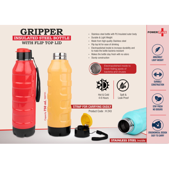 Personalized Gripper Insulated Steel Bottle Yellow Personalized Gripper Insulated Steel Bottle Yellow