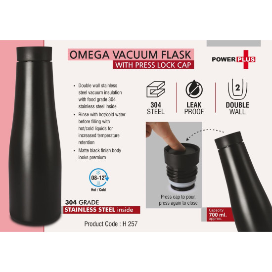 Personalized Omega Vacuum Flask With Press Lock Cap Personalized Omega Vacuum Flask With Press Lock Cap
