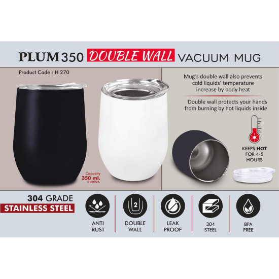 Personalized Double Wall Vacuum Mug White