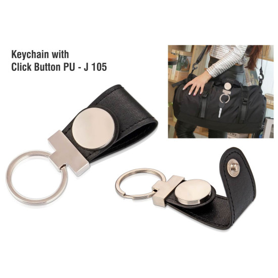 Personalized PU Metal Keychain with Click Button