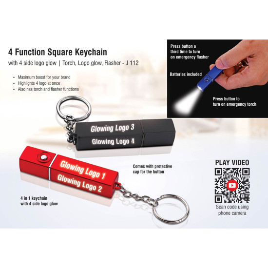 Personalized 4 Function Square Keychain