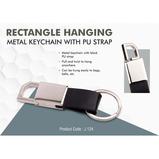 Personalized PU Strap Hanging Metal Keychain