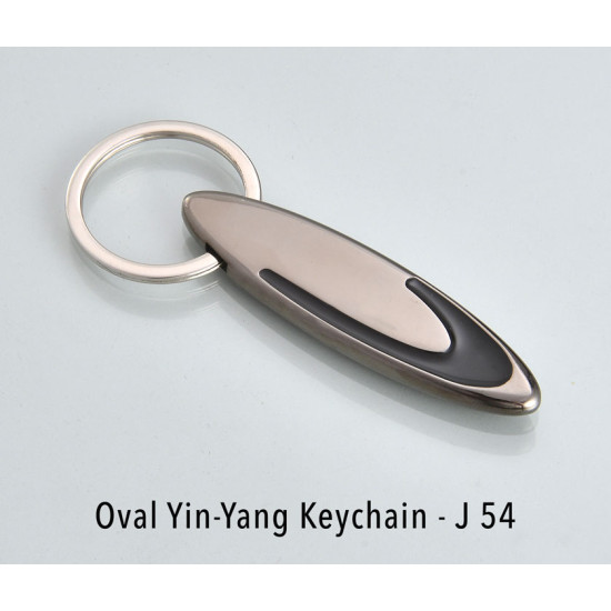 Personalized Oval Metal Yin Yang Keychain