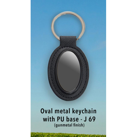Personalized Oval Metal Keychain with PU Base