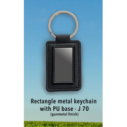 Personalized Rectangle Metal Keychain with PU Base