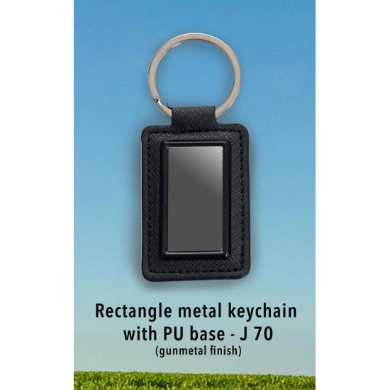 Personalized Rectangle Metal Keychain with PU Base