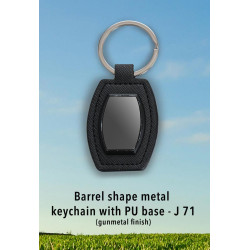 Personalized Barrel Shape Metal Keychain with PU Base Personalized Barrel Shape Metal Keychain with PU Base