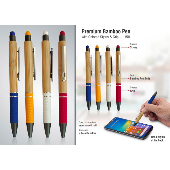 Personalised Bamboo Pen with Stylus and Grip Personalised Bamboo Pen with Stylus and Grip