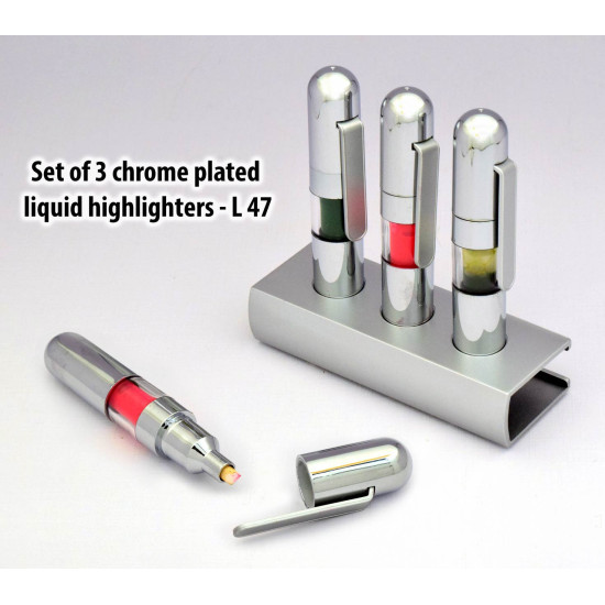 Personalized Set of 3 Chrome Plated Liquid Highlighters Personalized Set of 3 Chrome Plated Liquid Highlighters