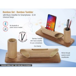 Customized Bamboo Tabletop Pen Holder Mobile Stand