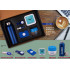 Personalized Blue Gift Set: Water Bottle, Silicon Mobile Wallet